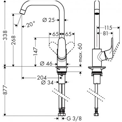 Hansgrohe maišytuvas plautuvei Focus 2