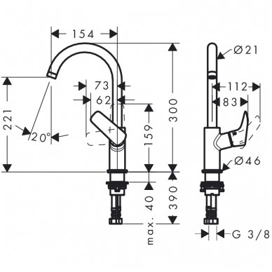 Hansgrohe maišytuvas praustuvui Logis 210 2