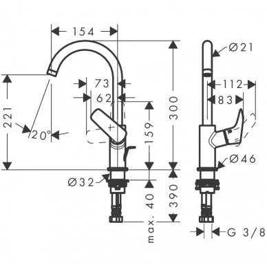 Hansgrohe maišytuvas praustuvui Logis 210 3