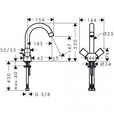 Hansgrohe maišytuvas praustuvui Logis 3