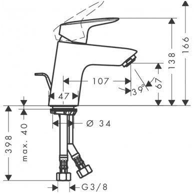 Hansgrohe maišytuvas praustuvui Logis 70 3