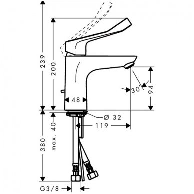 Hansgrohe maišytuvas praustuvui su ventiliu Focus 100 Care 31911000 2