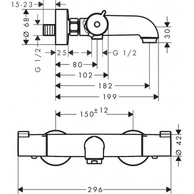 Hansgrohe termostatinis maišytuvas voniai Ecostat 1001 CL 2