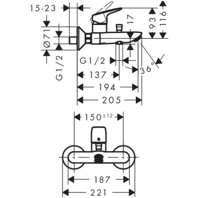 Hansgrohe maišytuvas voniai Logis 71400000 2