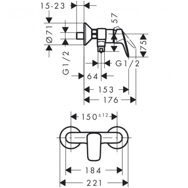 Hansgrohe maišytuvas dušui Logis 71600000 2