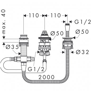 Hansgrohe montavimo dalis maišytuvui 13439180 2