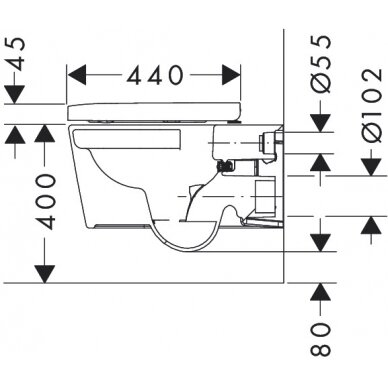 Hansgrohe pakabinamas WC su dangčiu EluPura S 540 AquaFall Flush 5