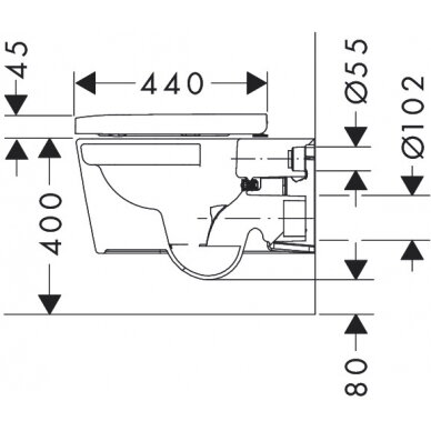 Hansgrohe pakabinamas WC su dangčiu EluPura S 540 AquaHelix Flush 5