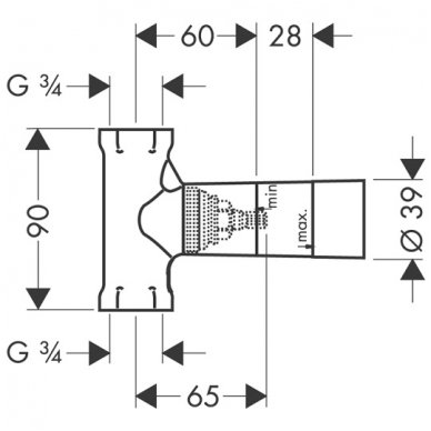 Hansgrohe potinkinė dalis ventiliui 15970180 2