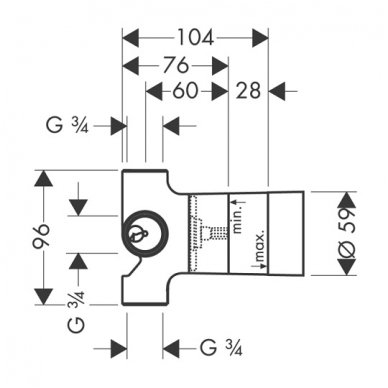 Hansgrohe potinkinė dalis ventiliui Trio 15981180 2