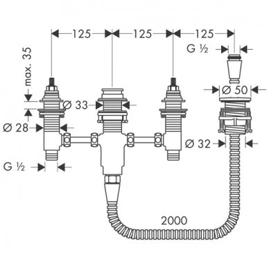 Hansgrohe montavimo dalis maišytuvui 13244180 2
