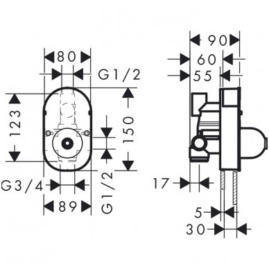 Hansgrohe potinkinė dalis maišytuvui 31741180 2