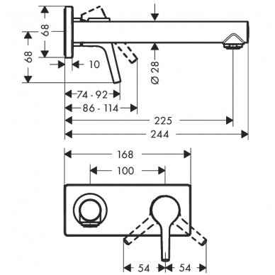 Hansgrohe potinkinis maišytuvas praustuvui 225 mm Talis S 72111000 2
