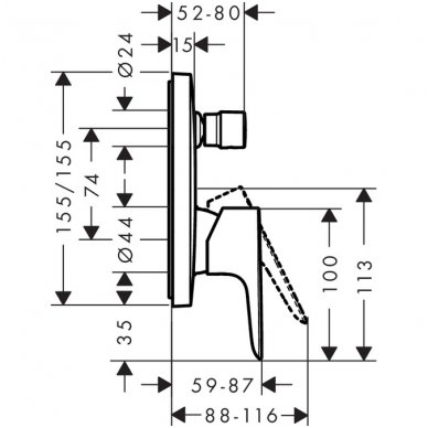 Hansgrohe potinkinis maišytuvas voniai Talis E 71745000 2