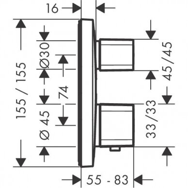 Hansgrohe potinkinis termostatinis maišytuvas Ecostat E 15708000 2