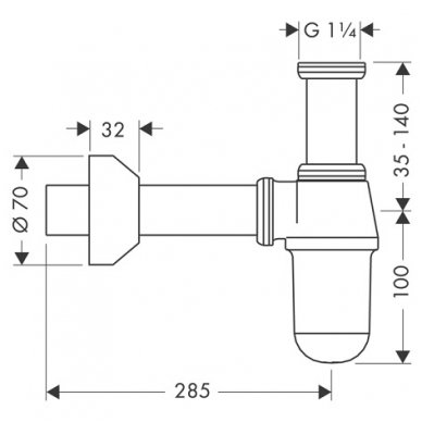 Hansgrohe sifonas praustuvui 52010000 2