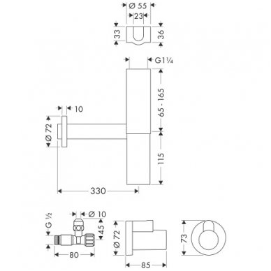 Hansgrohe sifonas praustuvui 52120000 2