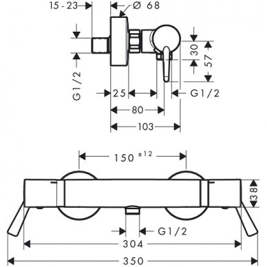 Hansgrohe termostatinis maišytuvas dušui Ecostat Comfort Care 13117000 2