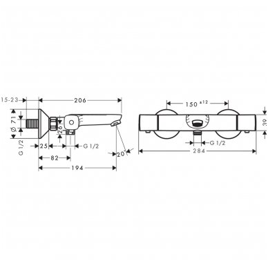 Hansgrohe termostatinis maišytuvas voniai Ecostat 2
