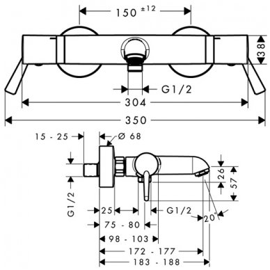Hansgrohe termostatinis maišytuvas voniai Ecostat Comfort Care 13115000 2
