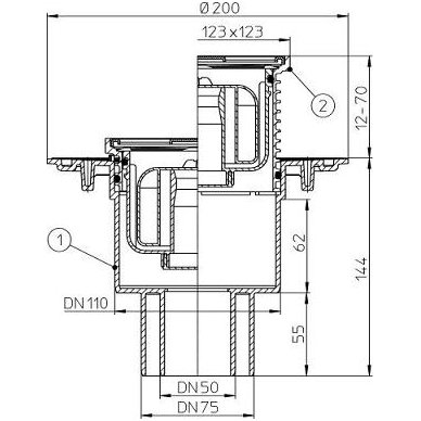 Hutterer & Lechner sausas trapas su grotelėmis HL310NPr 2