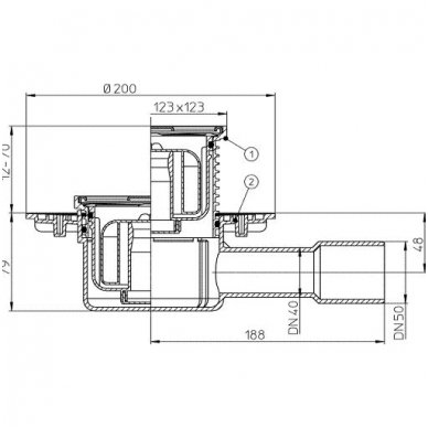 Hutterer & Lechner sausas trapas su grotelėmis HL510NPr 2