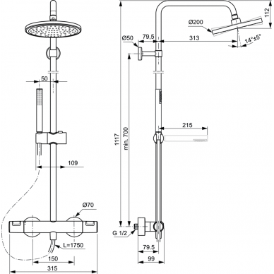 Ideal Standard dušo komplektas su termostatiniu maišytuvu Ceratherm T25 2