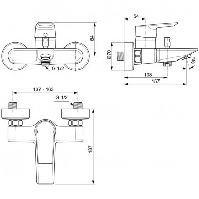 Ideal Standard maišytuvas voniai Tesi A6583AA 2