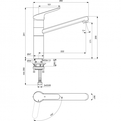 Ideal Standard maišytuvas plautuvei Ceraflex BlueStart 2