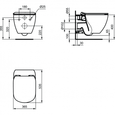 Ideal Standard pakabinamas WC Tesi AquaBlade 2