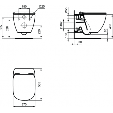 Ideal Standard pakabinamas WC Tesi AquaBlade 2