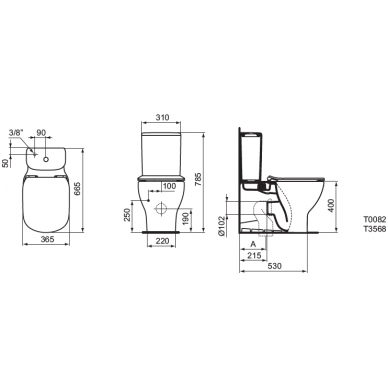 Ideal Standard pastatomas WC Tesi (AquaBlade®) T008201+T356801 2
