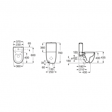 Roca pastatomas WC su dangčiu Meridian Compact Rimless 2