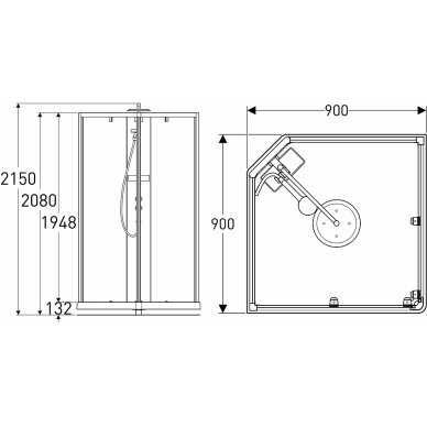 IFO kvadratinė dušo kabina Showerama 10-5 Comfort 900x900 3
