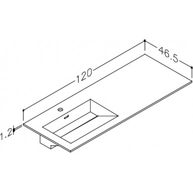 Kamė baldinis praustuvas CORIAN 120-L 3
