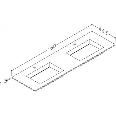 Kamė baldinis praustuvas CORIAN 160-D 2