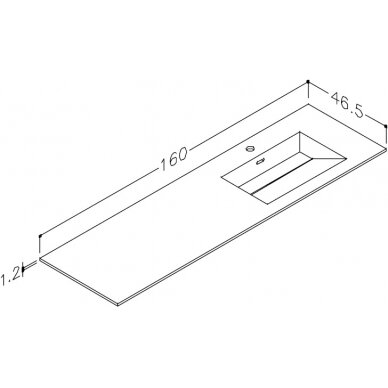 Kamė baldinis praustuvas CORIAN 160-R 3