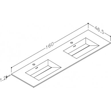Kamė baldinis praustuvas CORIAN 160-D 3