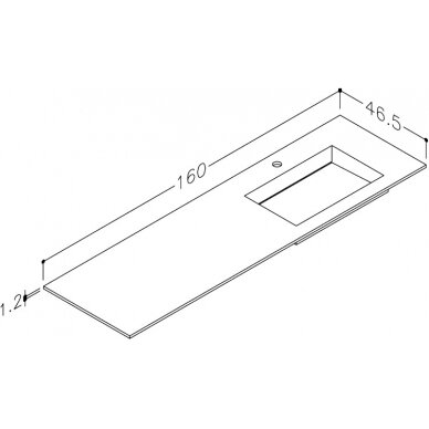 Kamė baldinis praustuvas CORIAN 160-R 3