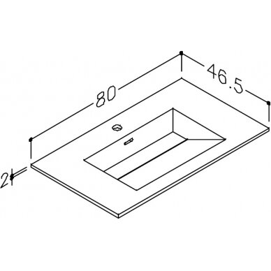 Kamė baldinis praustuvas CORIAN 80 2