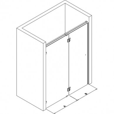 Kamė dušo durys su sienele 550-1400mm Modelis 4 4