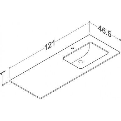 Kamė praustuvas su stalviršiu ILSA 120-R 3