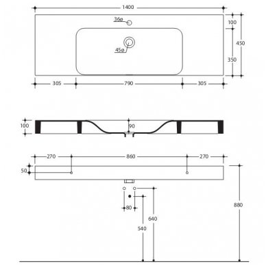 Kerasan praustuvas Cento 1400x450 3535 2