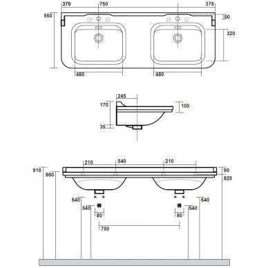 Kerasan praustuvas 1500x550 Waldorf 4143 5