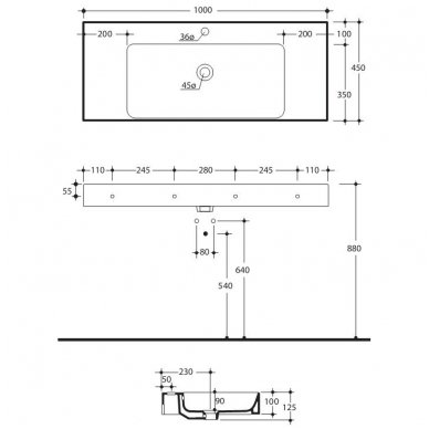 Kerasan praustuvas Cento 1000x450 3550 2