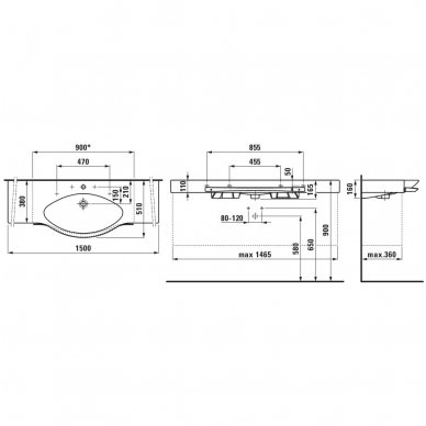 Laufen baldinis praustuvas 1500x510 Palace 812706 2