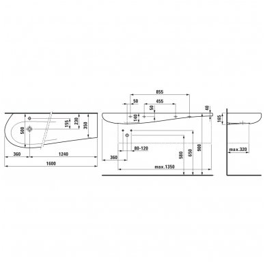 Laufen baldinis praustuvas 1600x500 IL Bagno Alessi One 814971 3