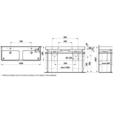 Laufen dvigubas praustuvas 1300x460 Pro S 814968 6