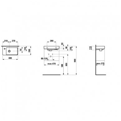 Laufen praustuvas 480x280 Pro S 815955 2