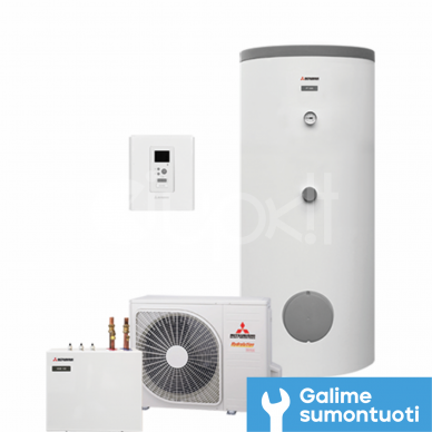 Mitsubishi Heavy Industries šilumos siurblys oras-vanduo Mitsubishi Hydrolution Flexible su atskira 279 l. talpa 10.0 kW